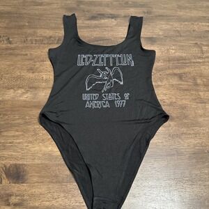 Led Zeppelin Ladies Small T-shirt USA 1977 Black Bodysuit Licensed NWOT